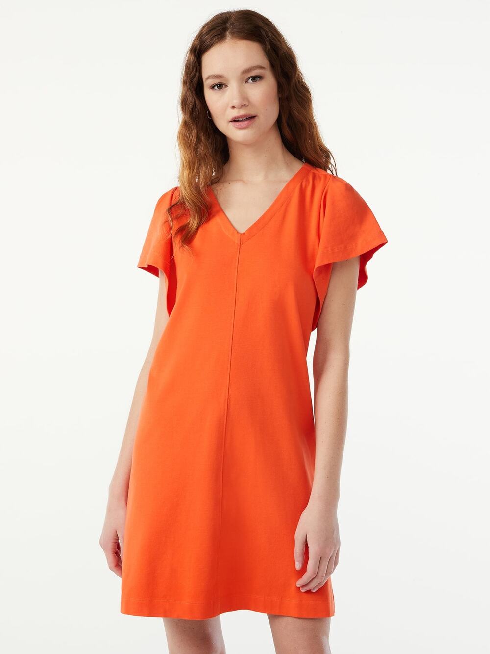 Free Assembly Orange Short Sleeve Tie Back Blouse Women's Size Medium